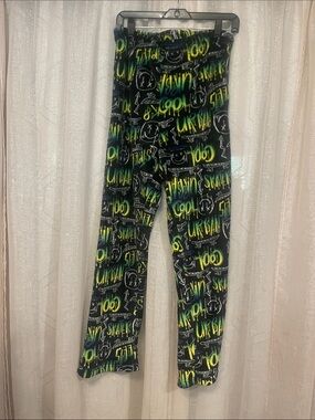Men’s Black Graphic Skate Joggers with Neon Print Pajamas Never Worn